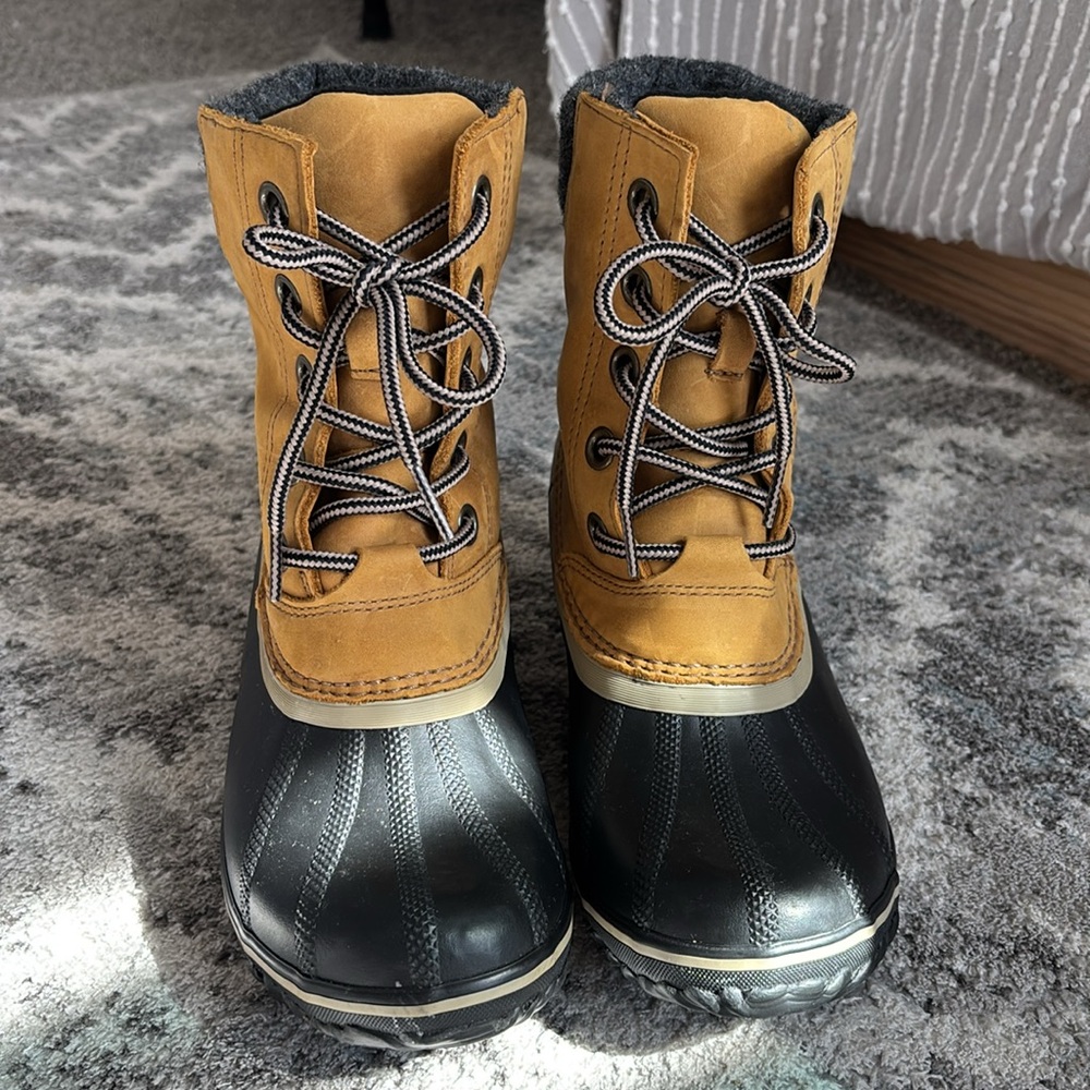 Sorel Women Ankle Leather Rubber Duck Boots shoes sz 9